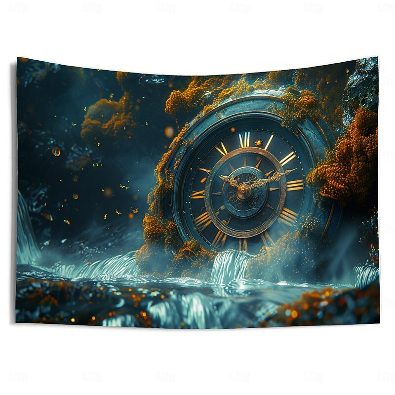 Clock Waterfall Hanging Tapestry Wall Art Large Tapestry Mural Decor Photograph Backdrop Blanket Curtain Home Bedroom Living Room Decoration4
