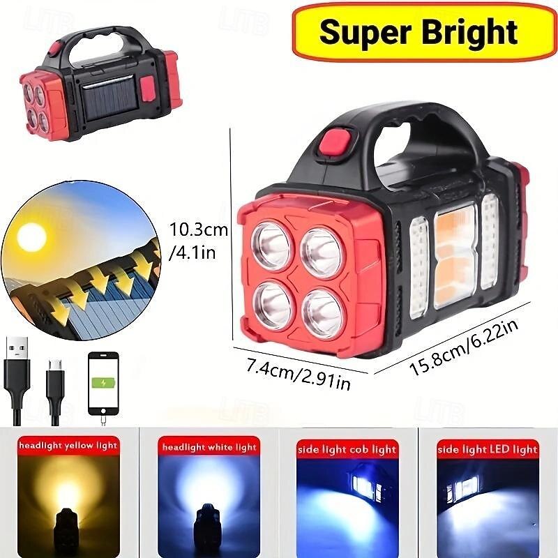 Solar Powered Tactical LED Camping Light - 500 Lumens USB Rechargeable Flashlight, Water Repellent, Long-Range, Multi-Function Outdoor Torch for Outdoor Camping4