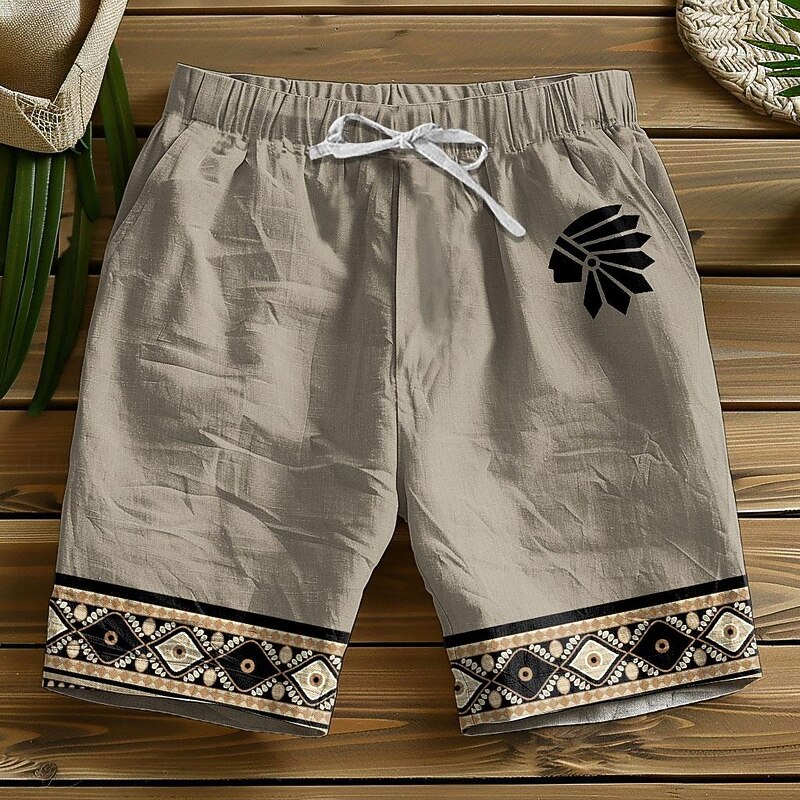 Men's Geometric Graphic Prints Shorts Summer Shorts Beach Shorts Mid Waist Designer Ethnic Style Casual Daily Holiday Drawstring Elastic Waist 3D Print Designer Clothing Apparel2