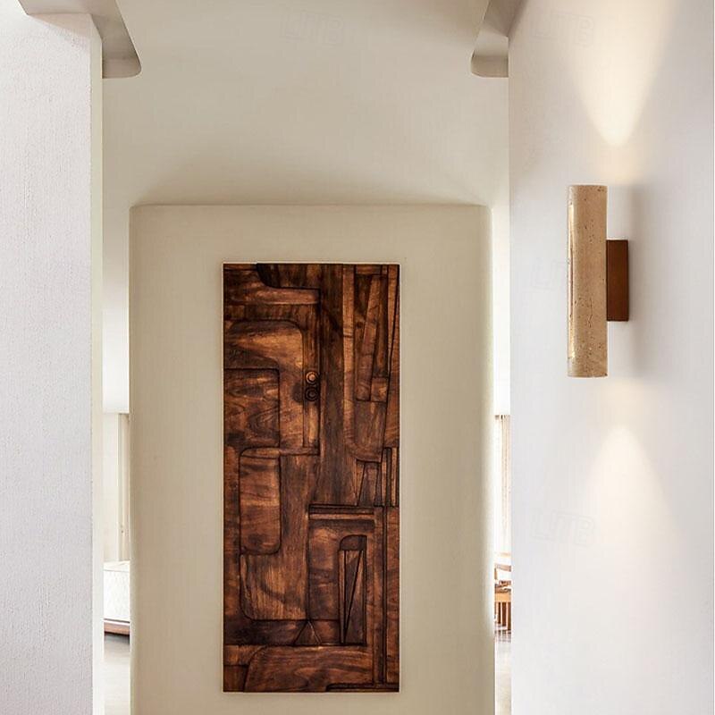 Creative Double Head Up and Down Wall Lamp, Japanese Wabi-sabi Style, Natural Yellow, Travertine,  Bedroom, Living Room, Back Wall, Corridor, Hotel2