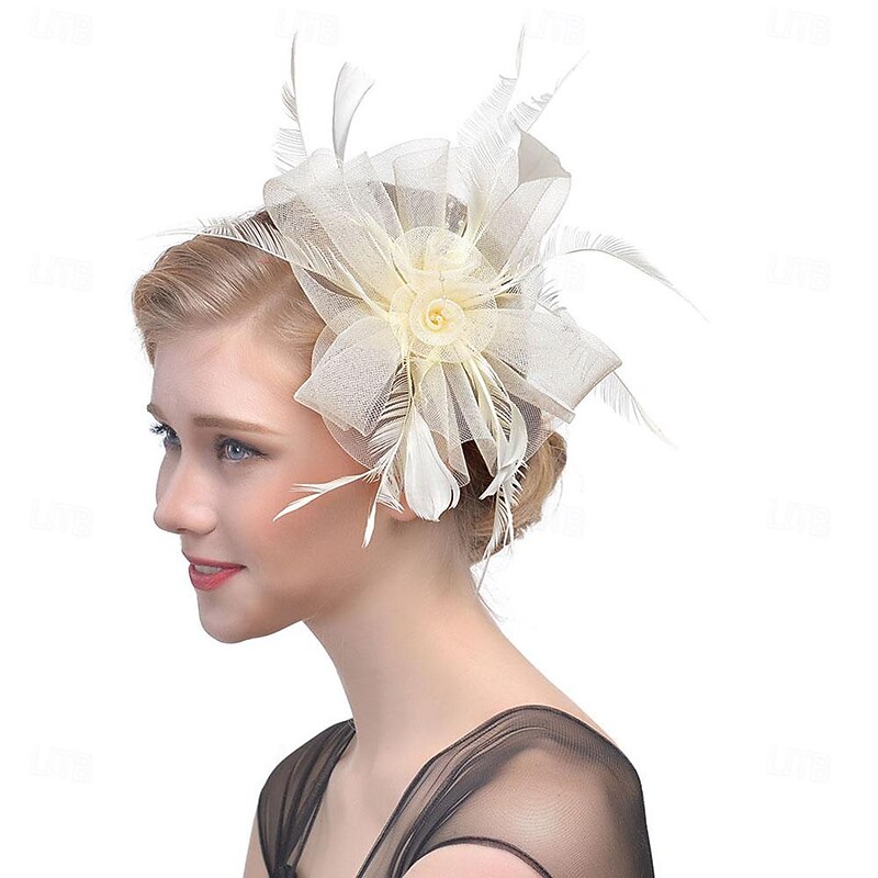 Fascinators Polyester Fedora Hat Floppy Hat Veil Hat Wedding Birthday Tea Party Kentucky Derby Horse Race Elegant Vintage Cute With Feather Pure Color Headpiece Headwear2