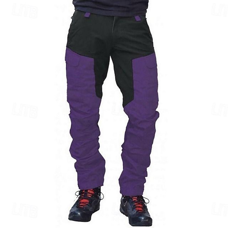 Men's Cargo Pants Cargo Trousers Combat Trousers Hiking Pants Buttons Multi Pocket Elastic Cuff Color Block Comfort Quick Dry Casual Daily Holiday Sports Fashion Purple Orange4