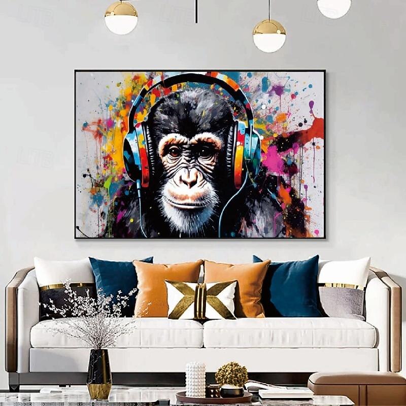 Monkey Oil Painting hand painted Textured pop art painting Canvas Art Monkey Animal Art Hanmade Painting Modern animal painting for Living Room Wall Decor4