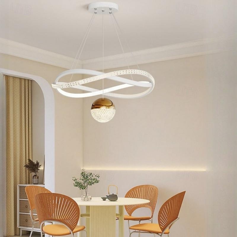 Modern Crystal LED Chandelier for Living Room Dining Bedroom Home Changeable Gold Circle Ring Hanging Pendant Light2