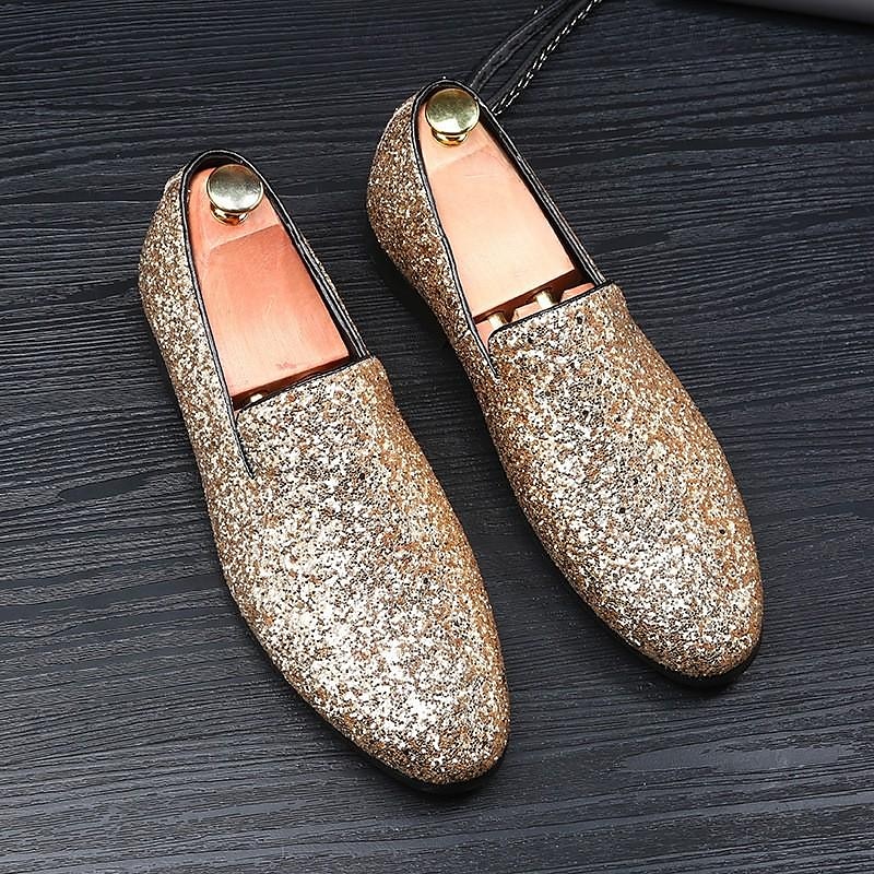 Men's Red Glitter Slip - On Loafers, All - Over Sparkly Party Dress Shoes, Eye - Catching for Weddings Proms3