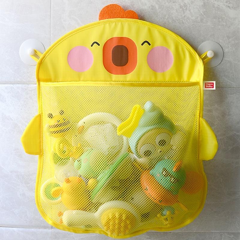 Cute Duck Cartoon Extra Durable Washable Mesh Bathroom Toy Storage Holder Organizer Bath Toy For Children Birthday Gift3