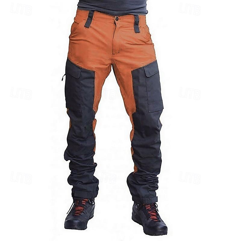 Men's Cargo Pants Cargo Trousers Combat Trousers Hiking Pants Buttons Multi Pocket Elastic Cuff Color Block Comfort Quick Dry Casual Daily Holiday Sports Fashion Purple Orange3