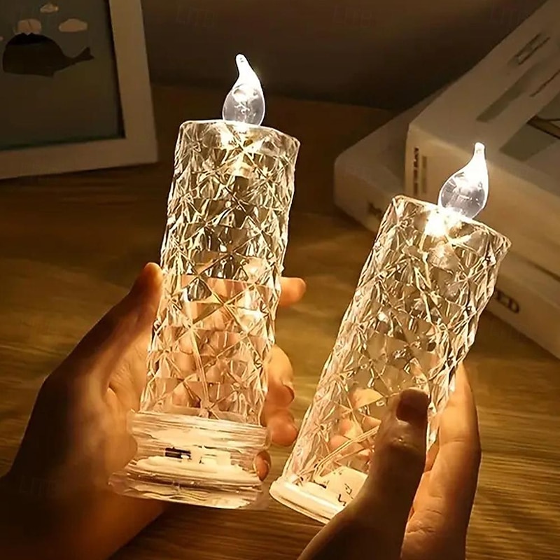 LED Electronic Simulation Candle Lamp, Valentines Rose Pattern Perfect for Anniversary Gift, Eid, Birthday & Wedding Decoration2
