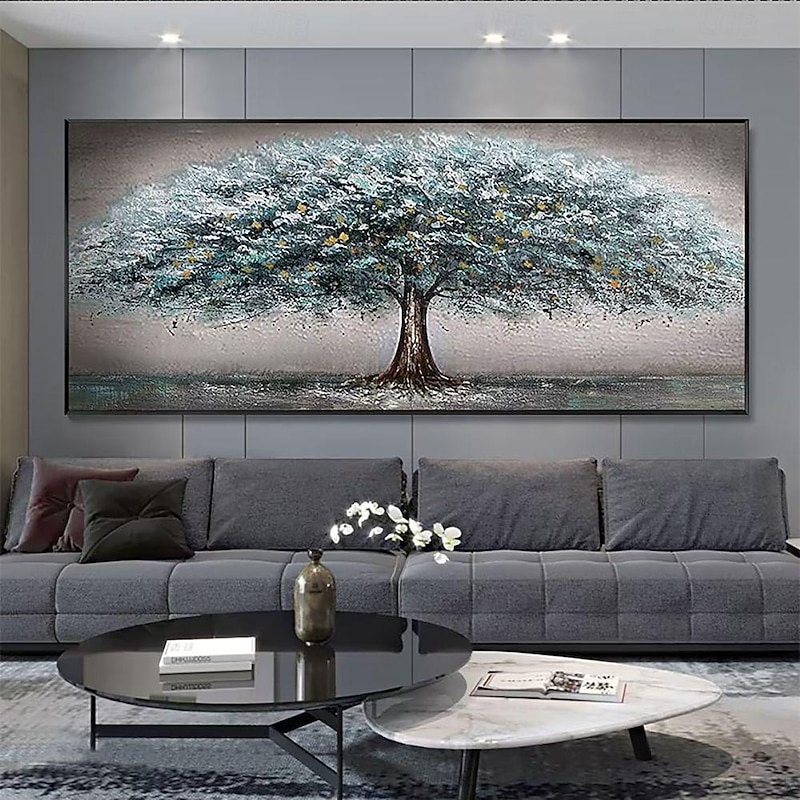 Handmade Oil Painting Canvas Wall Art Decoration Modern Abstract Living Room Sofa Background Wall Money Tree for Home Decor Rolled Frameless Unstretched Painting