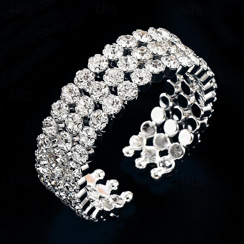 Women's Cuff Bracelet Fancy Fashion Luxury Alloy Bracelet Jewelry Silver For Party Evening Gift2