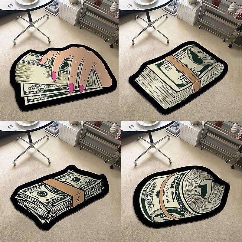 Dollar Bill Rug Art Money Creative Carpet Cozy Soft Bedroom Carpets Bedside Rugs Living Room Decoration Rug Non-Slip Absorbent Floor Mats2