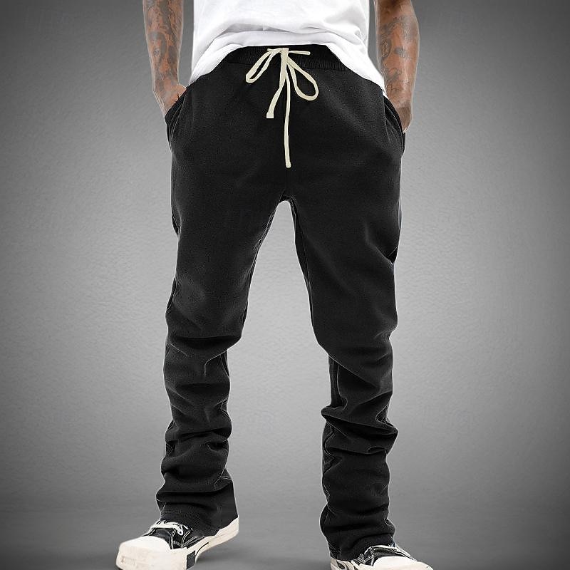 Men's Sweatpants Trousers Casual Pants Drawstring Elastic Waist Straight Leg Plain Comfort Sports Outdoor Daily Fashion Casual Black Pink Micro-elastic