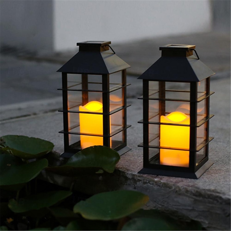 Vintage Solar Lantern - Flickering LED Hanging Pathway Light, Solar Powered Metal Outdoor Lantern for Garden, Patio, Courtyard Decor4