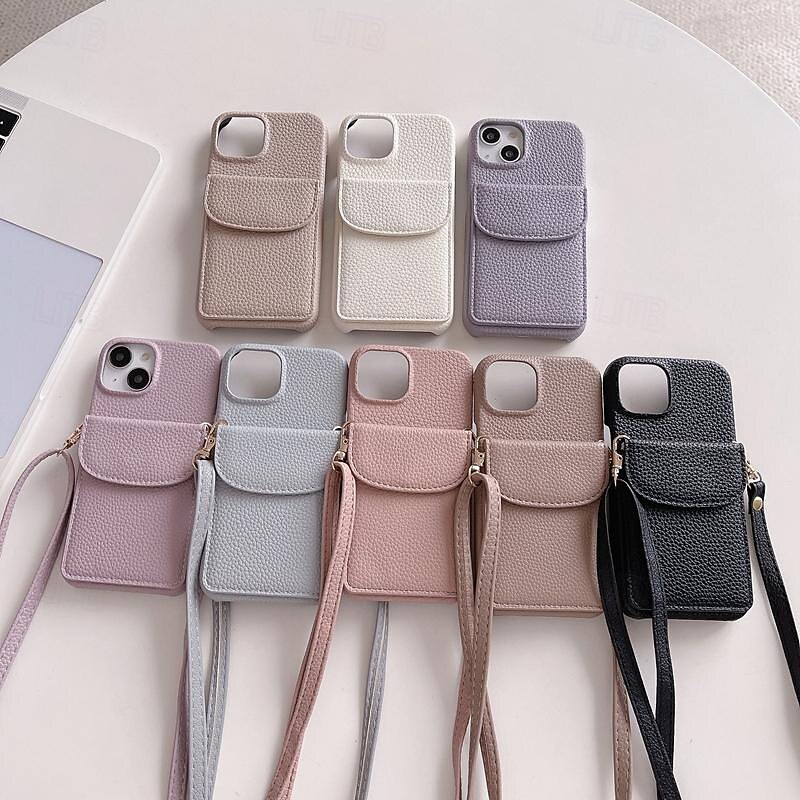 Phone Case For iPhone 17 Pro Max 17 Air 16 15 14 Pro Max Plus 13 12 11 Pro Max Mini Wallet Case with Lanyard Card Slot Shockproof Retro PC PU Leather