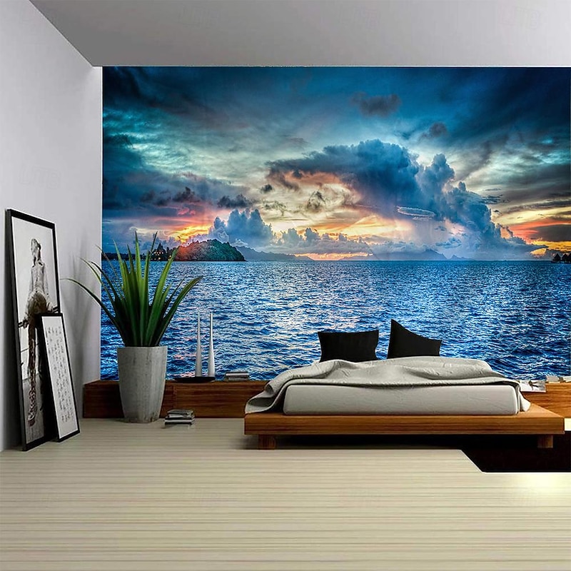 Ocean Wave Hanging Tapestry Wall Art Large Tapestry Mural Decor Photograph Backdrop Blanket Curtain Home Bedroom Living Room Decoration