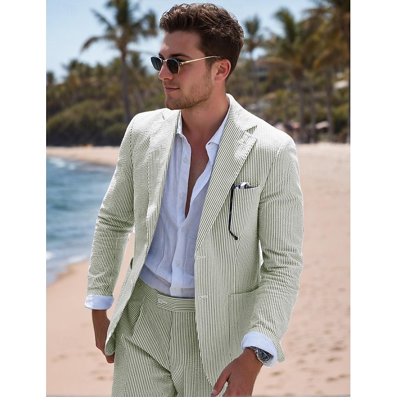 Men's Beach Wedding Suits Peak Pink Navy Blue Solid Colored Standard Fit 2 Piece Single Breasted Two-buttons2