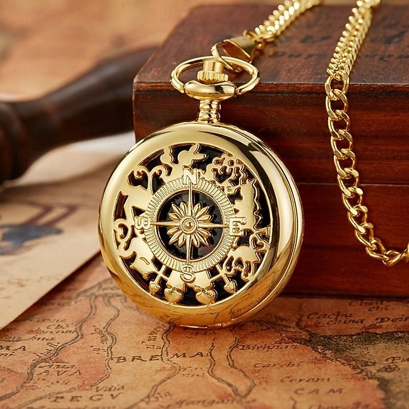 Vintage Style Compass Pocket Watch Essential Equipment for Outdoor Mountaineering and Exploration Adventures2