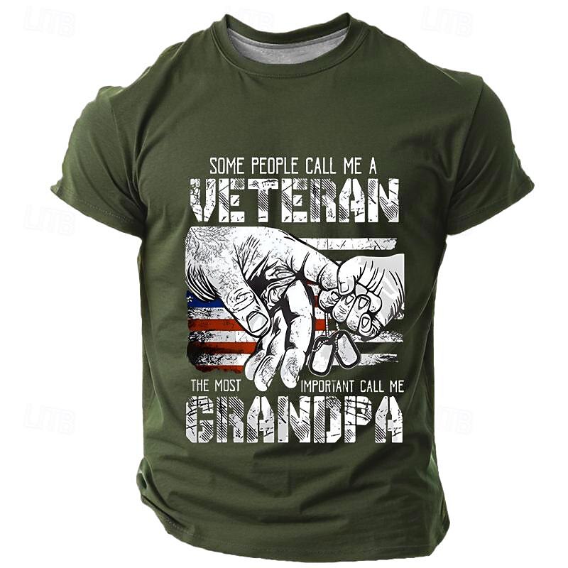 Veterans Day Men's Patriot Patriotic Veteran Veterans T shirt Short Sleeve T shirt 3D Print Crew Neck Shirt Daily Street Style Street Dads Day Gifts Black Red Blue Summer Spring Clothing Apparel S M4