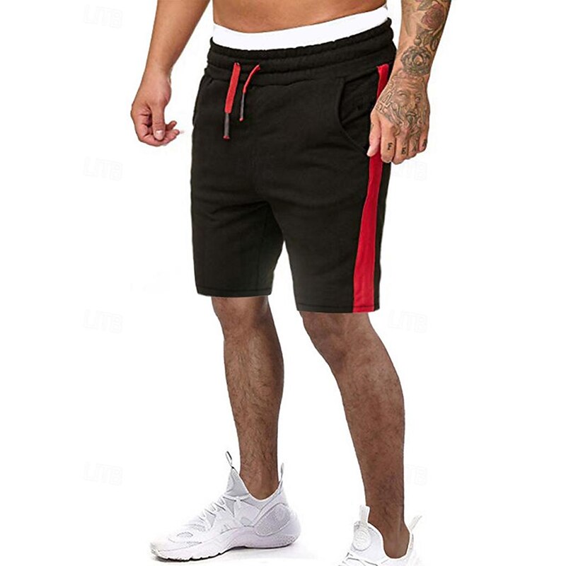 Men's Sweat Shorts Shorts Bermuda shorts Pocket Drawstring Side Stripe Plain Comfort Sports Short Outdoor Casual Daily Streetwear Athleisure Black White Micro-elastic4