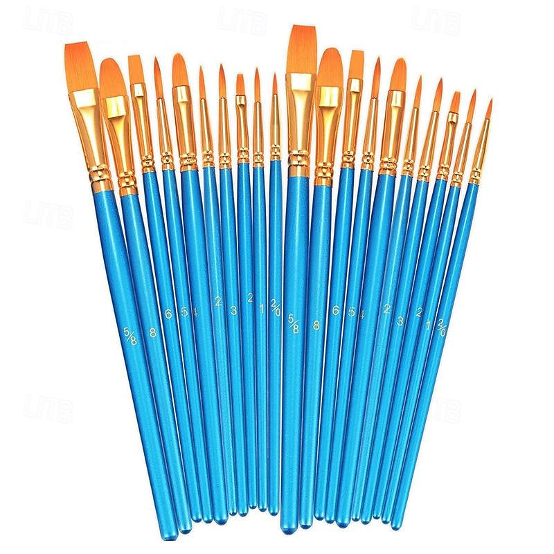 Brush Set with 20 Round Head Brushes Nylon Brush Acrylic Paint Brush Art Student's Line Drawing Pen for Painting3