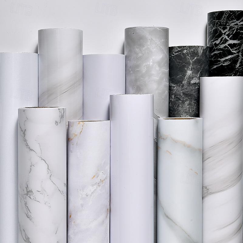 Self Adhesive Marble Wallpaper Waterproof Oil Proof Thickened Matte Surface Kitchen Decoration Refurbished Sticker Furniture Protection Film 3 Meters