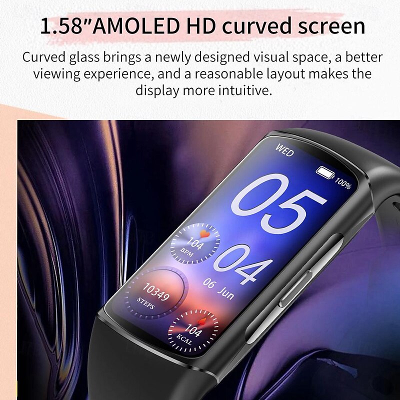 696 H28 Smart Watch 1.58 inch Smart Band Fitness Bracelet Bluetooth ECG+PPG Pedometer Call Reminder Compatible with Android iOS Women Men Hands-Free Calls Message Reminder IP 67 25mm Watch Case4