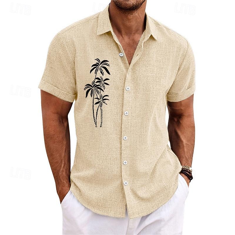 Men's Coconut Tree Tropical Plants Shirt Summer Hawaiian Shirt Aloha Shirt Short Sleeves Shirt Turndown Fashion Streetwear Designer Outdoor Street Casual B H I S M L3