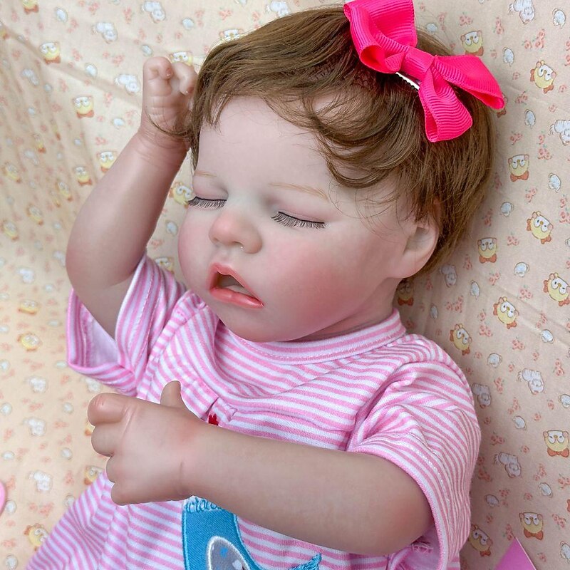 18 inch Reborn Doll Baby & Toddler Toy Reborn Toddler Doll Doll Reborn Baby Doll Baby Baby Girl Reborn Baby Doll Twins A Newborn lifelike Gift Hand Made Non Toxic Vinyl W-031733 with Clothes and4