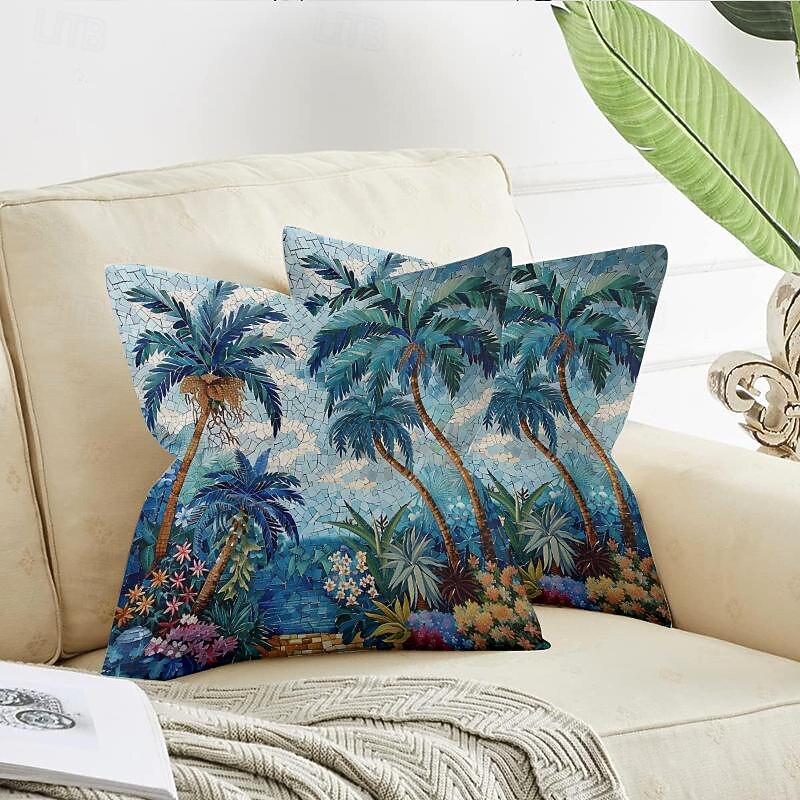 Ocean Beach Sunset Velvet Pillow Cover 16/18/20 Inch3