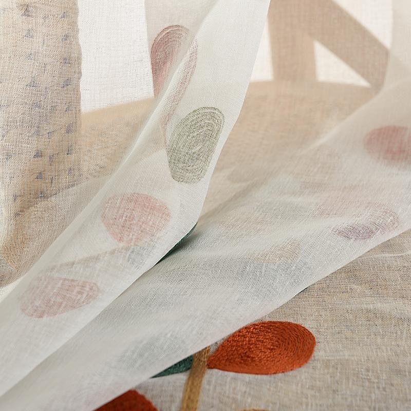 One Panel Rural Style Clover Embroidered Gauze Curtain Living Room Bedroom Dining Room Semi Transparent Window Screen4