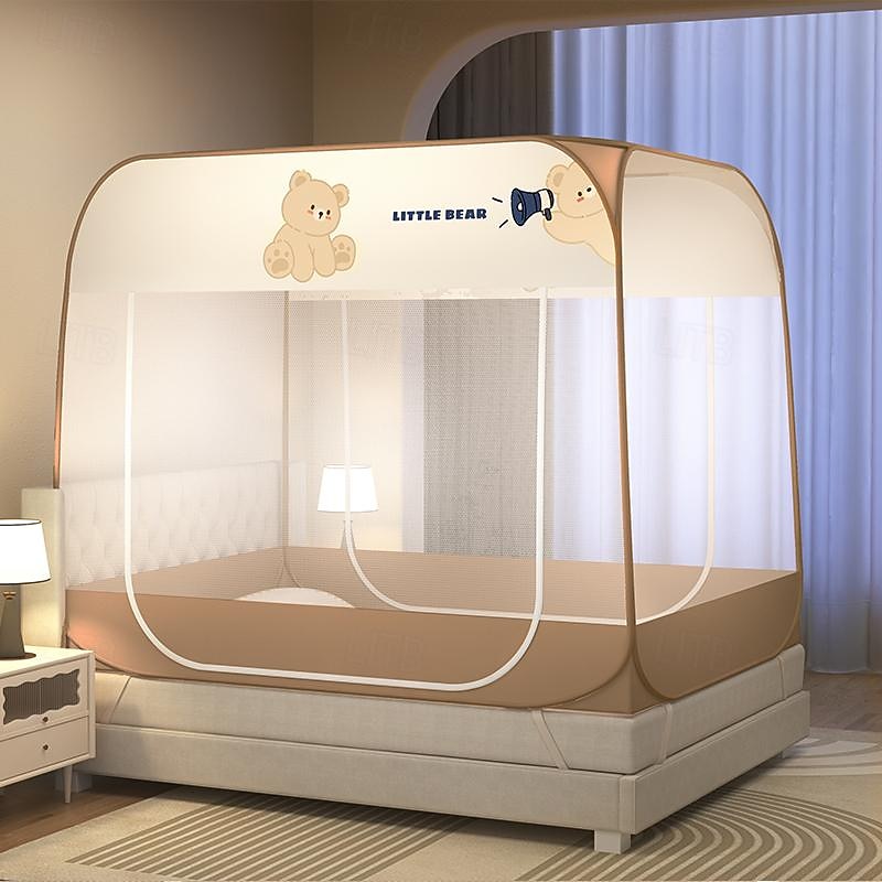 Plus Size Mosquito Net Dustproof Roof Double Door Free Installation Mosquito Net for Bed Safe Mosquito Prevention Mosquito Net for Children's Room