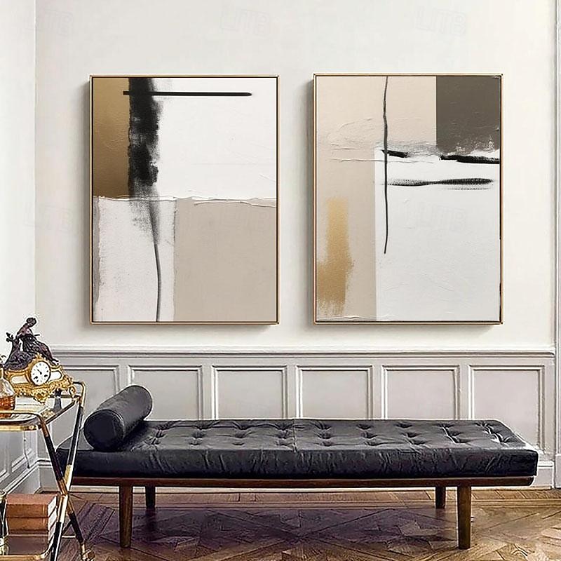 Handpainted White Nordic Painting Large Canvas Paintings Beige Texture Wall Art white Abstract Art Living Room Decor No Frame