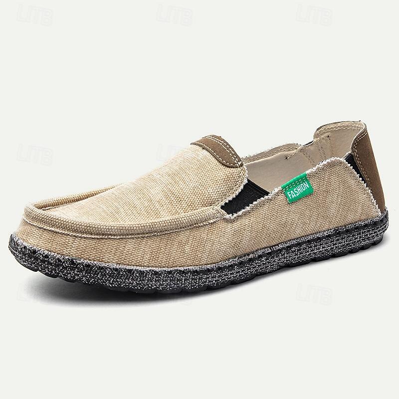 Men's Loafers & Slip-Ons Comfort Loafers Canvas Comfortable Slip Resistant Loafer Blue Khaki Gray4