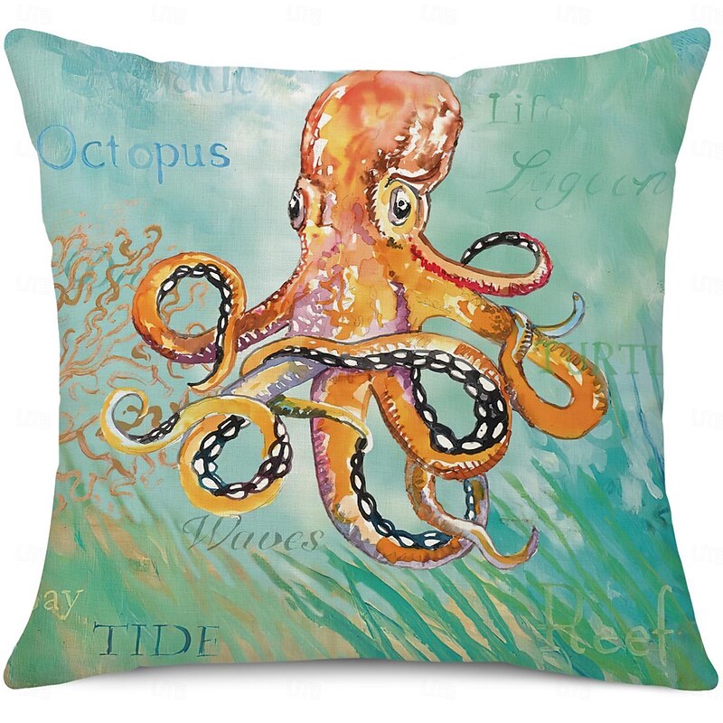 Decorative Toss Pillows Cover 4PC Sea Animals Soft Square Cushion Case Pillowcase for Bedroom Livingroom Sofa Couch Chair3
