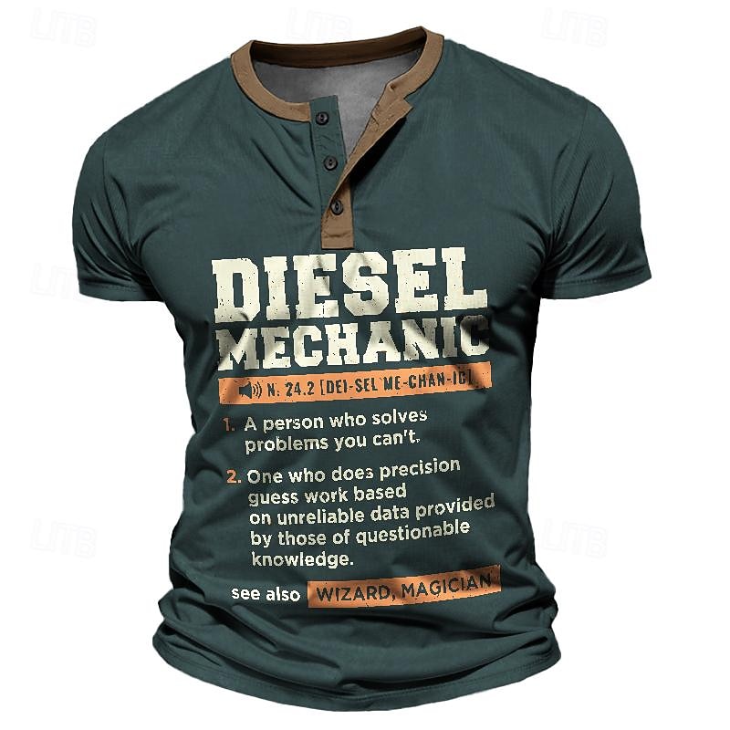 Men's Color Block T shirt Henley Shirt Short Sleeve 3D Print Retro Vintage Classic Casual Sports Outdoor Holiday Going out Spring & Summer Black Navy Blue Purple Green Henley Henley T-Shirt4