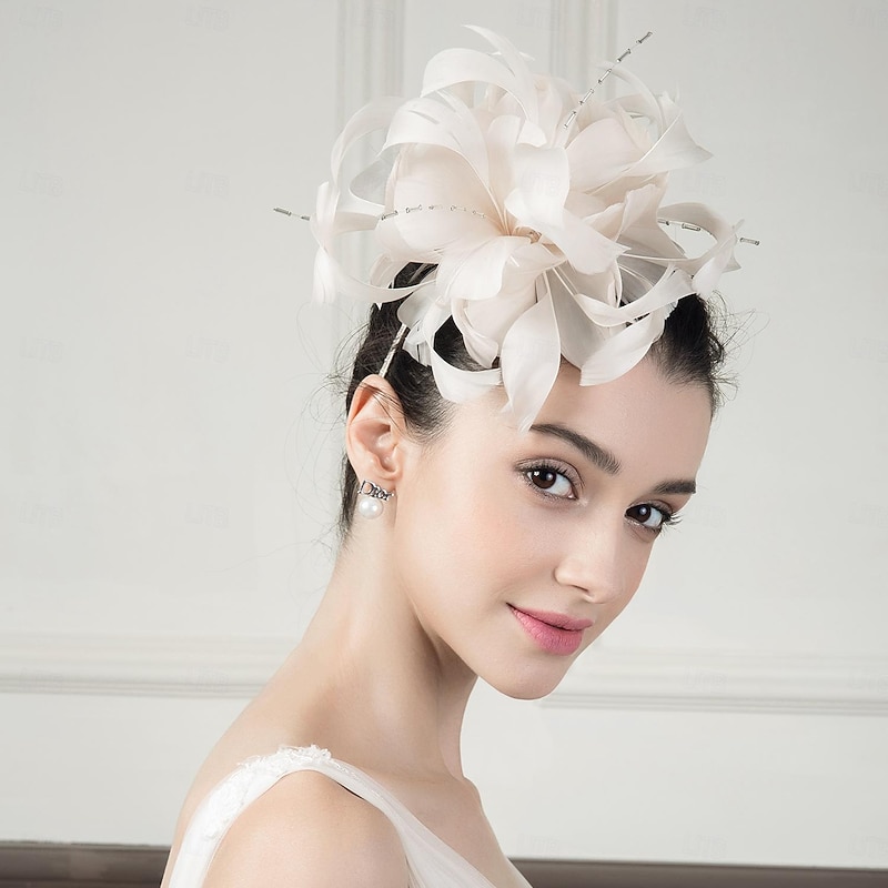 Headbands Fascinators Headwear Feathers Floppy Hat Top Hat Wedding Tea Party Elegant Wedding With Bowknot Headpiece Headwear