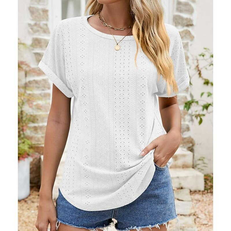 Women's Tunic Dressy Tops Bohemia Tropical Fashion Short Sleeve Square Neck Regular Tops Vacation Daily Weekend Black White Pink Blue Summer