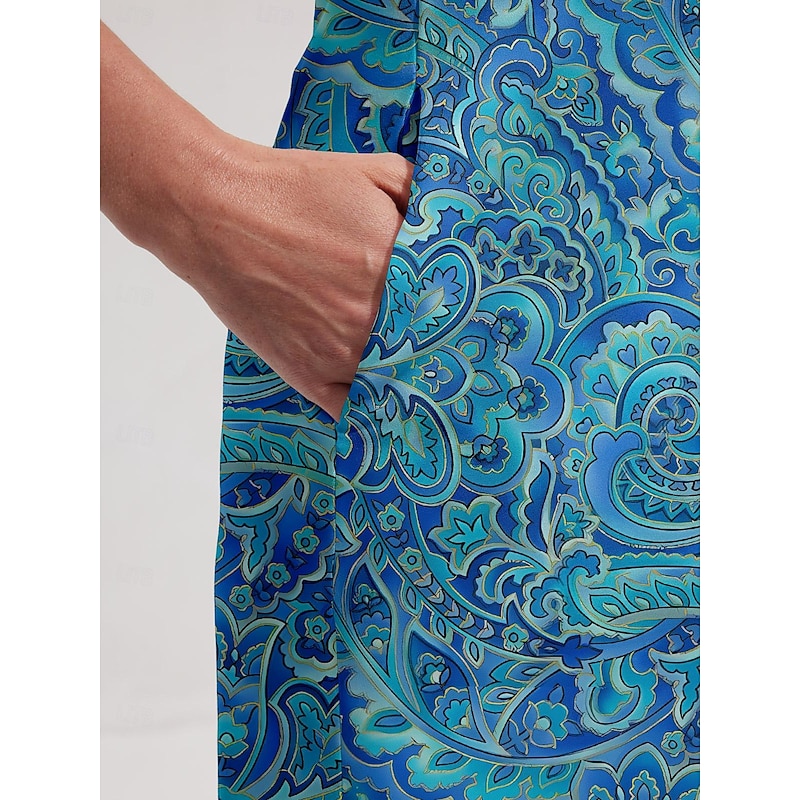 Women's Golf Dress Blue Sleeveless Sun Protection Tennis Outfit Paisley Ladies Golf Attire Clothes Outfits Wear Apparel4