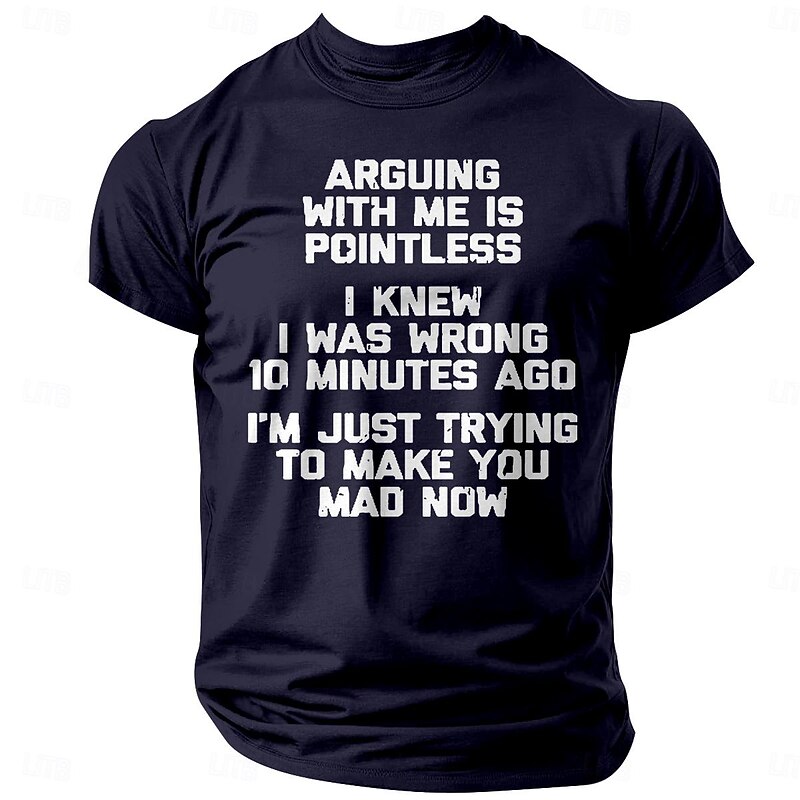 Men's Quotes & Sayings Letter Print T Shirt Tee Top 100% Cotton Short Sleeve Graphic Shirt Black Army Green Dark Blue Comfortable Tee Street Sports Outdoor Fashion Designer Clothing