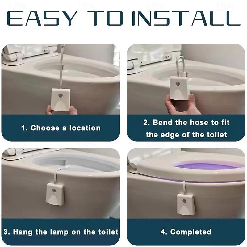 Toilet Night Light Rechargeable Motion Sensor Activated Color Changing LED Light for Bathroom Cool Fun Bathroom Decor Accessory4