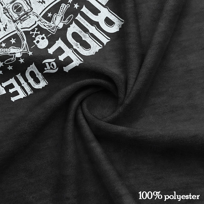 Men's Ride or Die Motorcycle Skull Short Sleeve Graphic T-Shirt3