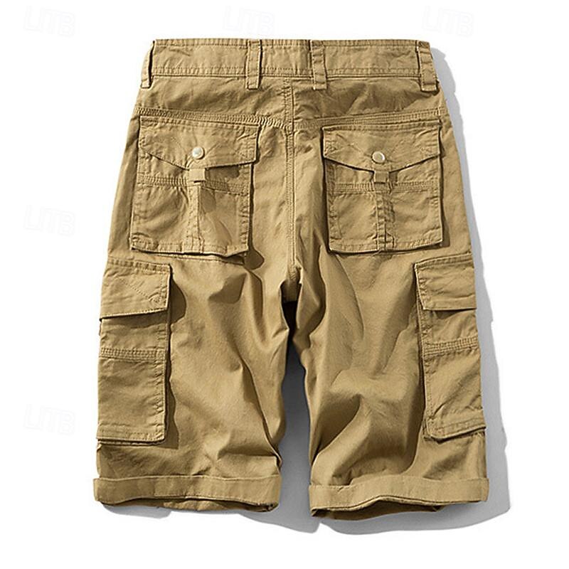 Men's Tactical Shorts Cargo Shorts Shorts Button Multi Pocket Plain Wearable Short Outdoor Daily Going out Fashion Classic Army Green Khaki3