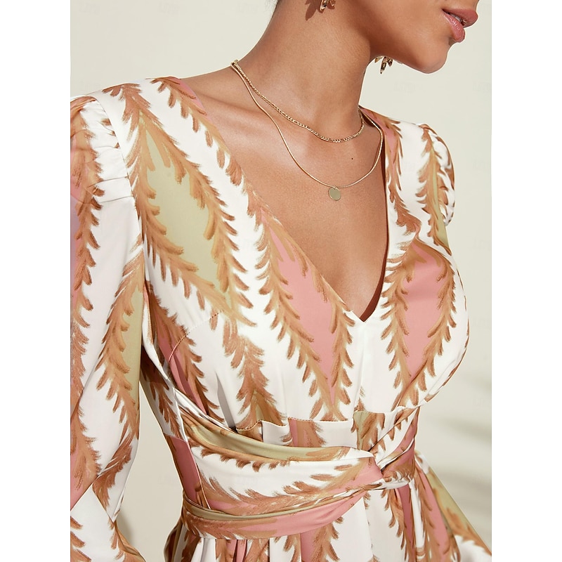 Satin Floral V Neck Maxi Dress White Long Sleeve Wedding Guest Dress Ascot Dress3