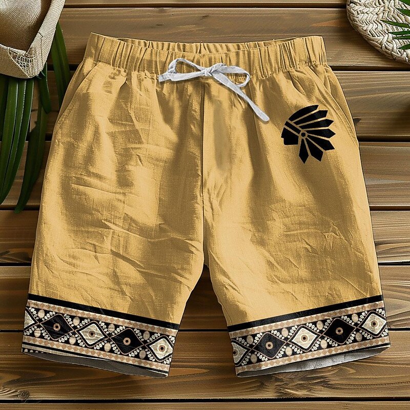 Men's Geometric Graphic Prints Shorts Summer Shorts Beach Shorts Mid Waist Designer Ethnic Style Casual Daily Holiday Drawstring Elastic Waist 3D Print Designer Clothing Apparel