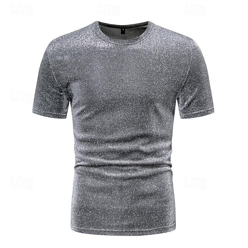 Retro Vintage 1980s Shiny Metallic T-shirt Disco Fancy Dress Men's Halloween Carnival Masquerade Performance Club Pride Parade Adults' T-shirt Spring & Summer3