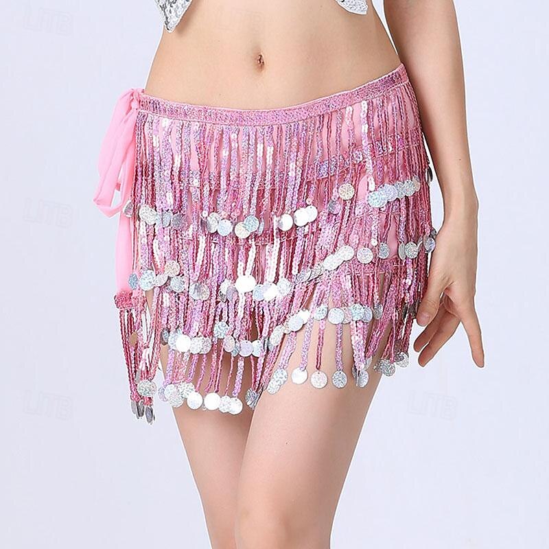 Belly Dance Dance Accessories Belt Glitter Cinch Cord Pure Color Women's Performance Training High Polyester Sequined4