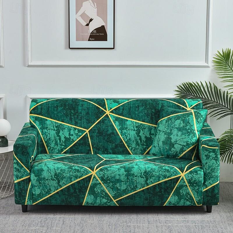 Geometric Color Blocks Sofa Cover Elastic Sofa Slipcover L Shaped Couch Cover Furniture Protector for Bedroom Office Living Room Home Decor4