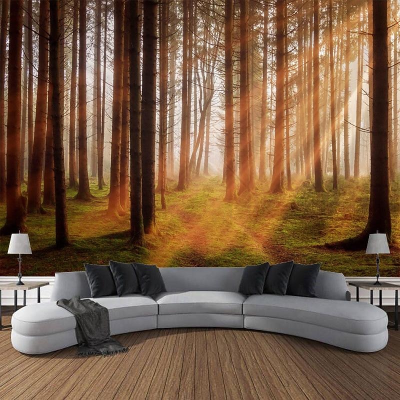 Forest Green Hanging Tapestry Wall Art Large Tapestry Mural Decor Photograph Backdrop Blanket Curtain Home Bedroom Living Room Decoration2