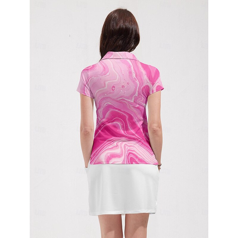 Women's Golf Polo Shirt Pink Short Sleeve Top Ladies Golf Attire Clothes Outfits Wear Apparel2