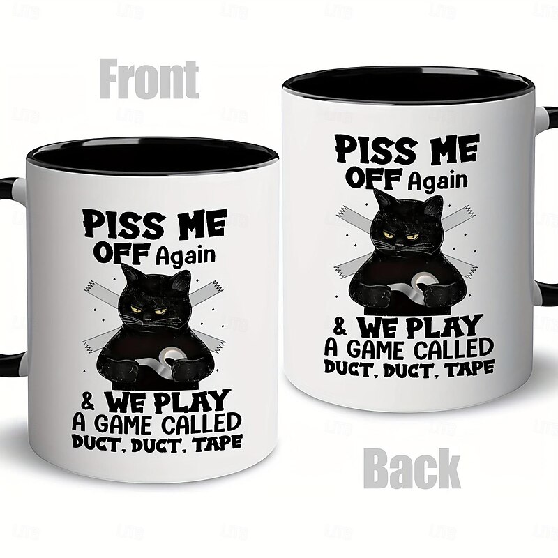 1pc 11oz Ceramic Coffee Mug with Black Cat Design for Home and Office Use - Perfect Gift for Coffee Lovers4